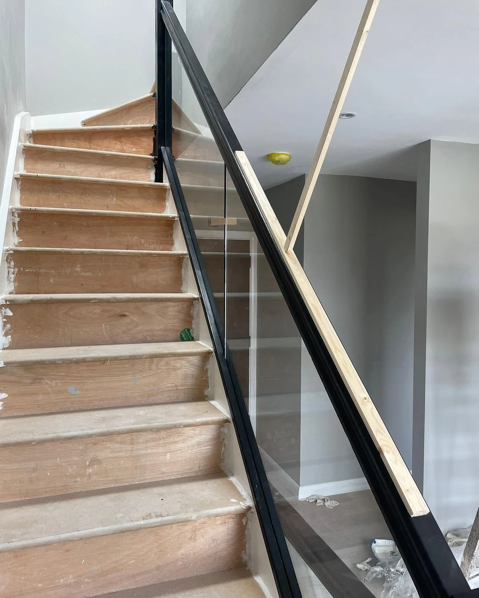 staircase-glass-balustrade-ply-tread-install-reigate-reigate-glass-balustrades Glass balustrade installation on ply tread staircase, Reigate